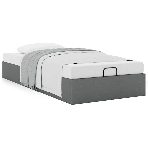 vidaXL Ottoman Bed Frame Dark Grey Fabric 90x200 cm (without mattress)