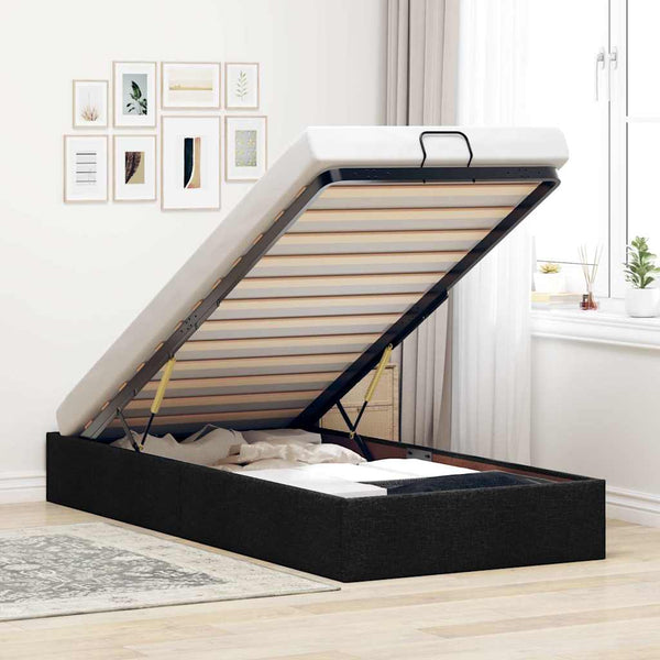 vidaXL Ottoman Bed Frame without Mattress Black 90x200 cm Fabric
