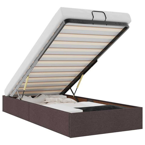 vidaXL Ottoman Bed Frame Dark Brown 90x200 cm Fabric