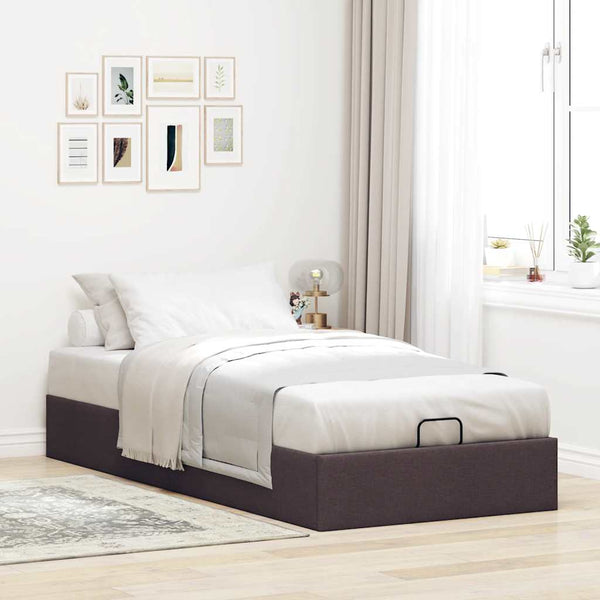 vidaXL Ottoman Bed Frame Dark Brown 90x200 cm Fabric