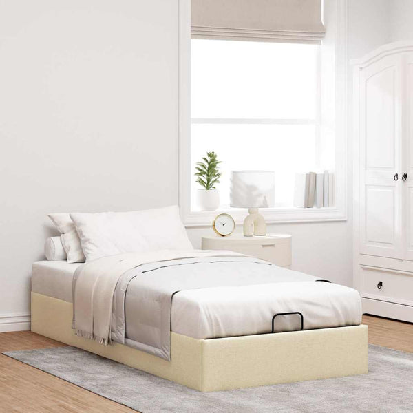 vidaXL Ottoman Bed Frame Cream Fabric 90x200 cm (mattress not included)