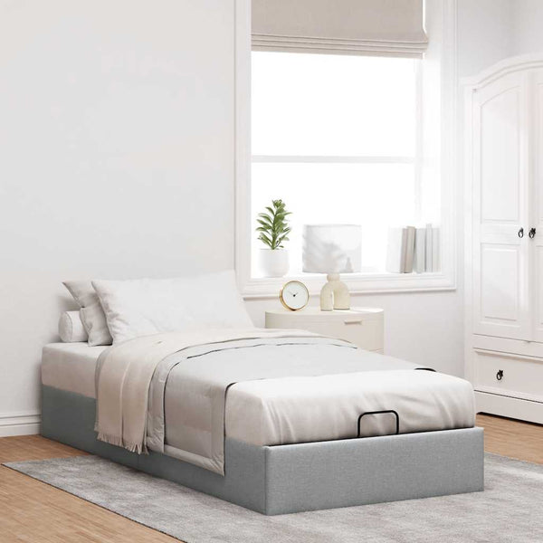 vidaXL Ottoman Bed without Mattress Light Grey 100x200 cm Fabric