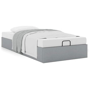 vidaXL Ottoman Bed without Mattress Light Grey 100x200 cm Fabric