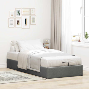 vidaXL Ottoman Bed without Mattress Dark Grey 100x200 cm Fabric