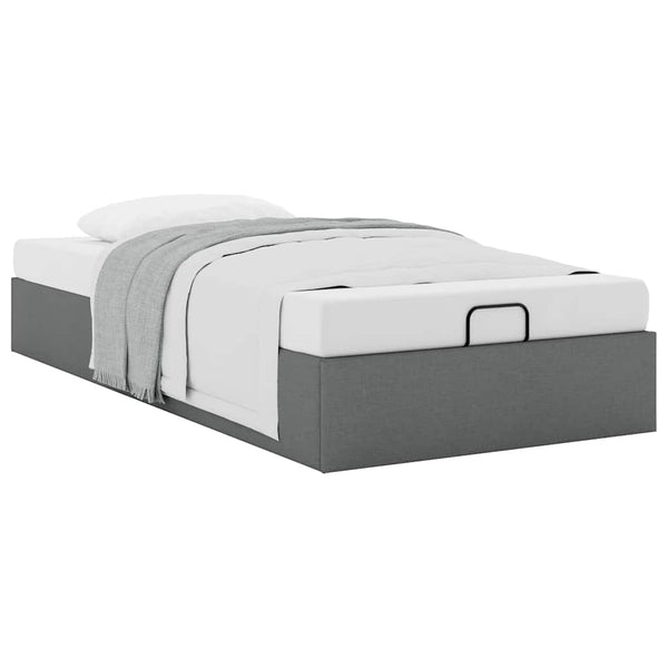vidaXL Ottoman Bed without Mattress Dark Grey 100x200 cm Fabric