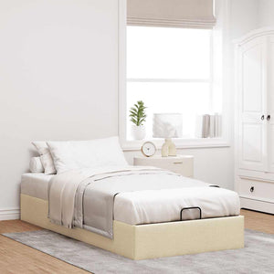 vidaXL Ottoman Bed Frame Cream 100x200 cm Fabric (No Mattress)