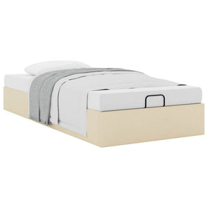 vidaXL Ottoman Bed Frame Cream 100x200 cm Fabric (No Mattress)