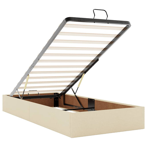 vidaXL Ottoman Bed Frame Cream 100x200 cm Fabric (No Mattress)