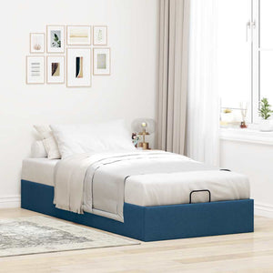 vidaXL Ottoman Bed Frame without Mattress Blue 100x200 cm Fabric