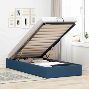 vidaXL Ottoman Bed Frame without Mattress Blue 100x200 cm Fabric