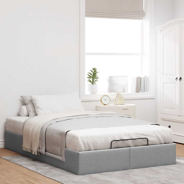 vidaXL Ottoman Bed Frame Light Grey 120x190 cm Fabric (without mattress)