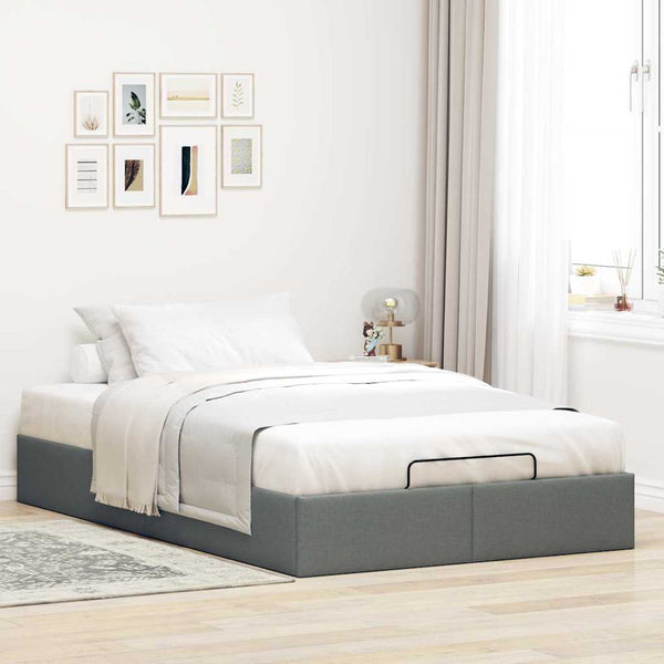 vidaXL Ottoman Bed Frame Dark Grey 120x190 cm Fabric