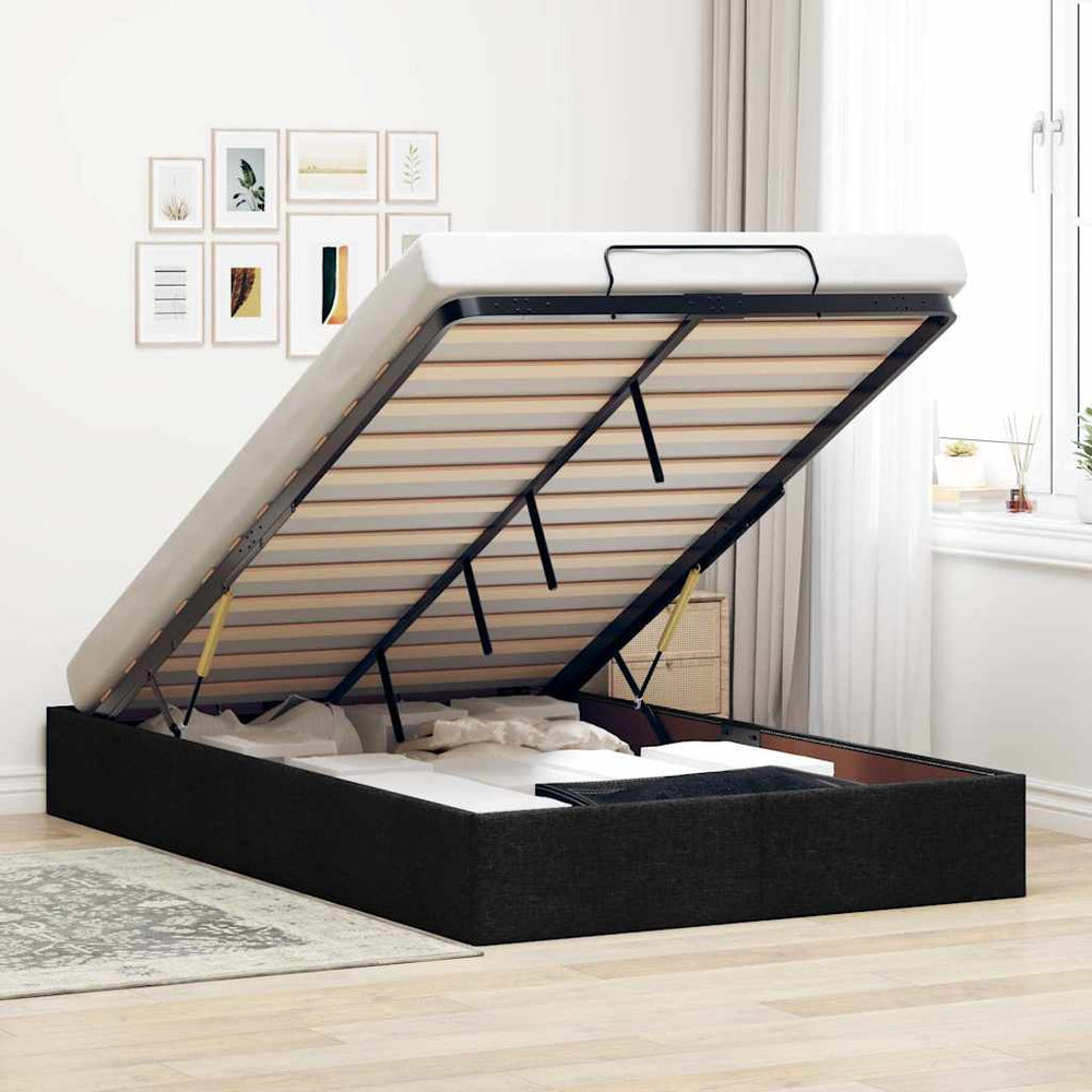 vidaXL Ottoman Bed Frame without Mattress Black 120x190 cm Fabric