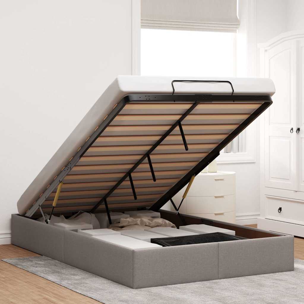 vidaXL Ottoman Bed Frame without Mattress Taupe 120x190 cm Fabric