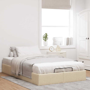 vidaXL Ottoman Bed Frame Cream 120x190 cm Fabric (Mattress Not Included)