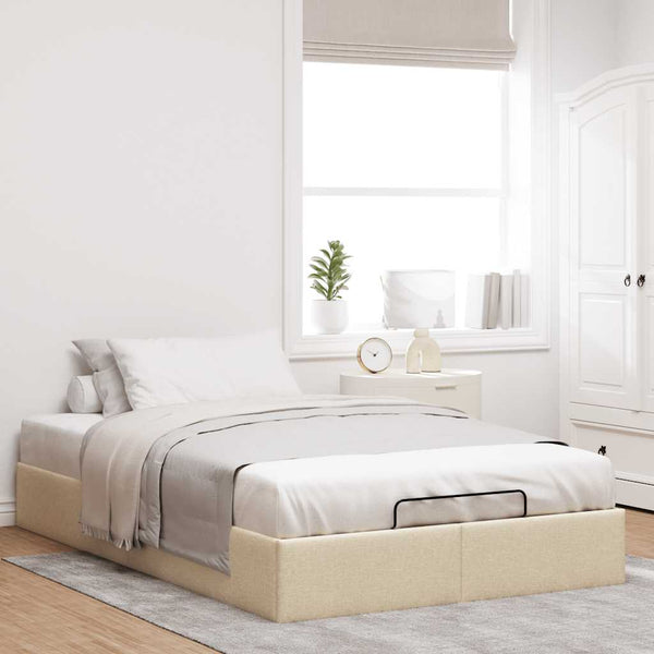 vidaXL Ottoman Bed Frame Cream 120x190 cm Fabric (Mattress Not Included)