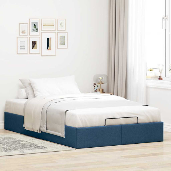 vidaXL Ottoman Bed Frame Blue 120x190 cm Fabric (no mattress)