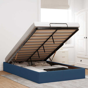 vidaXL Ottoman Bed Frame Blue 120x190 cm Fabric (no mattress)