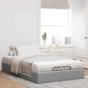 vidaXL Ottoman Bed Frame Light Grey 120x200 cm Fabric Without Mattress