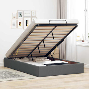 vidaXL Ottoman Bed Frame without Mattress Dark Grey 120x200 cm Fabric
