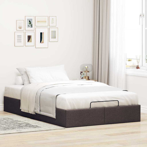 vidaXL Ottoman Bed Frame Dark Brown 120x200 cm Fabric (Mattress Not Included)