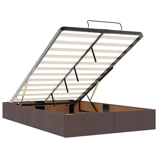vidaXL Ottoman Bed Frame Dark Brown 120x200 cm Fabric (Mattress Not Included)