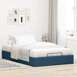 vidaXL Ottoman Bed Frame without Mattress Blue 120x200 cm Fabric