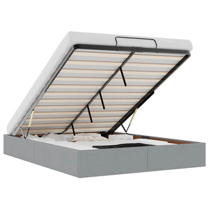vidaXL Ottoman Bed Frame Light Grey 140x190 cm Fabric (no mattress)