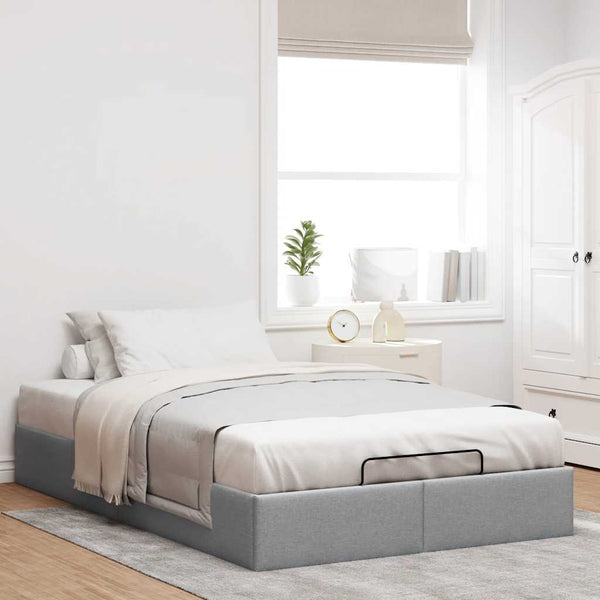 vidaXL Ottoman Bed Frame Light Grey 140x190 cm Fabric (no mattress)
