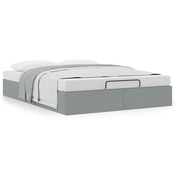 vidaXL Ottoman Bed Frame Light Grey 140x190 cm Fabric (no mattress)