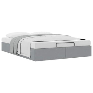 vidaXL Ottoman Bed Frame Light Grey 140x190 cm Fabric (no mattress)