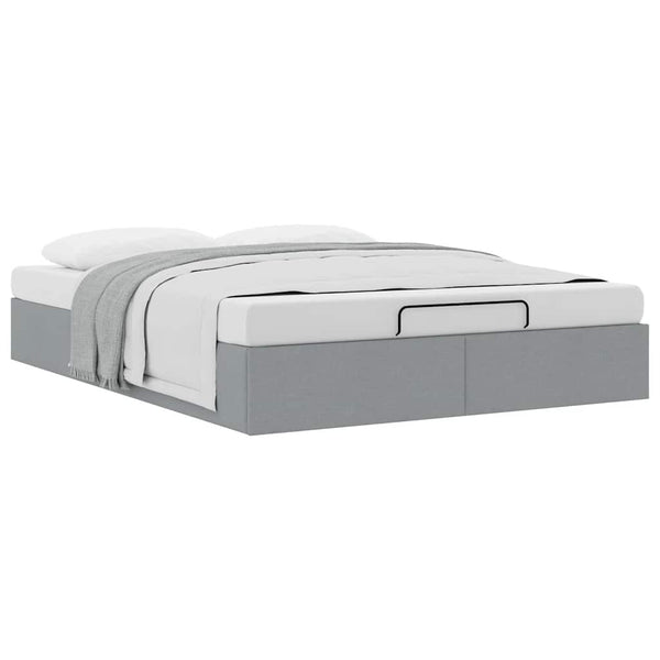 vidaXL Ottoman Bed Frame Light Grey 140x190 cm Fabric (no mattress)