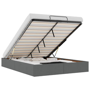 vidaXL Ottoman Bed Frame Dark Grey 140x190 cm Fabric (no mattress)