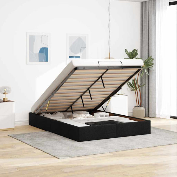 vidaXL Ottoman Bed Frame without Mattress Black 140x190 cm Fabric