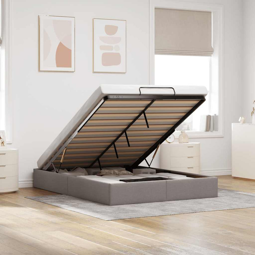 vidaXL Ottoman Bed Frame without Mattress Taupe 140x190 cm Fabric