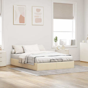 vidaXL Ottoman Bed Frame Cream 140x190 cm Fabric (no mattress)