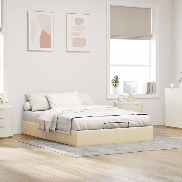 vidaXL Ottoman Bed Frame Cream 140x190 cm Fabric (no mattress)