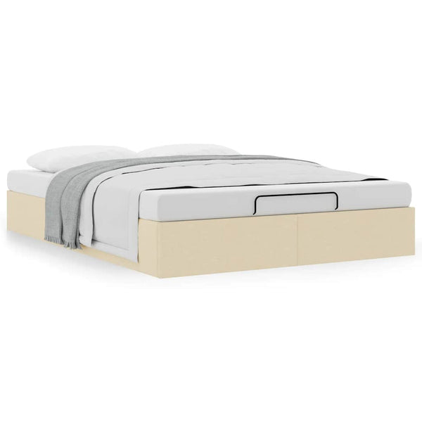 vidaXL Ottoman Bed Frame Cream 140x190 cm Fabric (no mattress)