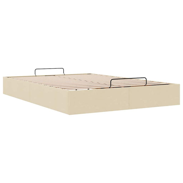 vidaXL Ottoman Bed Frame Cream 140x190 cm Fabric (no mattress)