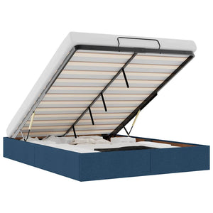 vidaXL Ottoman Bed Frame without Mattress Blue 140x190 cm Fabric