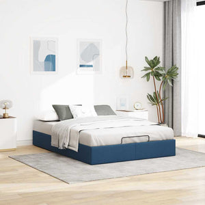 vidaXL Ottoman Bed Frame without Mattress Blue 140x190 cm Fabric