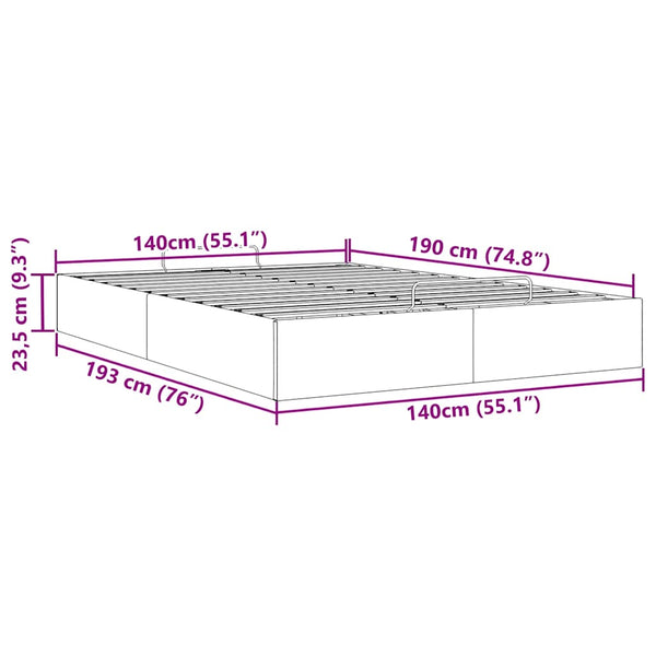vidaXL Ottoman Bed Frame without Mattress Blue 140x190 cm Fabric