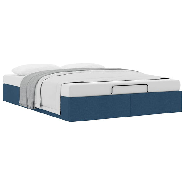 vidaXL Ottoman Bed Frame without Mattress Blue 140x190 cm Fabric