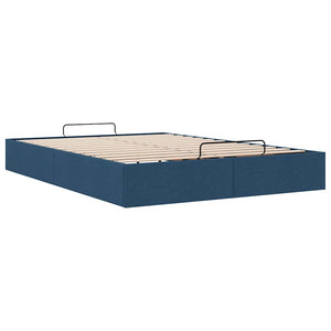 vidaXL Ottoman Bed Frame without Mattress Blue 140x190 cm Fabric