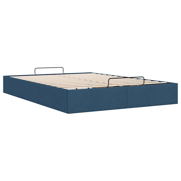 vidaXL Ottoman Bed Frame without Mattress Blue 140x190 cm Fabric