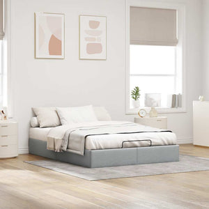 vidaXL Ottoman Bed Frame Light Gray 140x200 cm Fabric (without mattress)