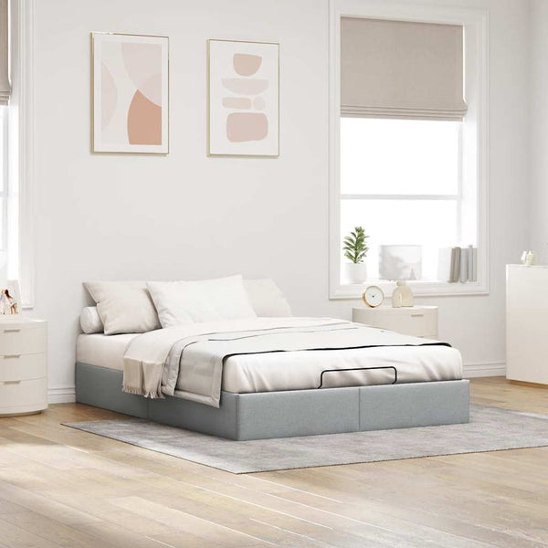 vidaXL Ottoman Bed Frame Light Gray 140x200 cm Fabric (without mattress)