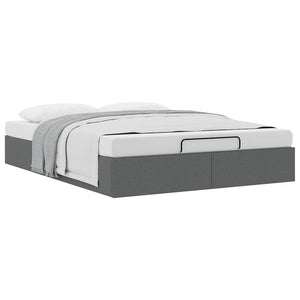 vidaXL Ottoman Bed Frame Dark Grey 140x200 cm Fabric (no mattress)