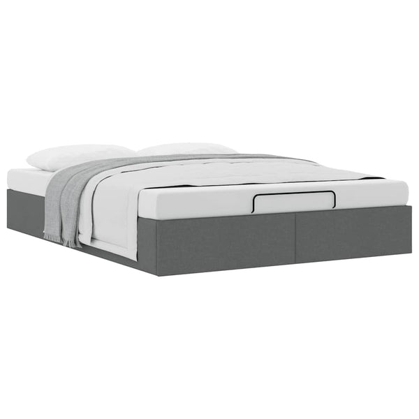 vidaXL Ottoman Bed Frame Dark Grey 140x200 cm Fabric (no mattress)