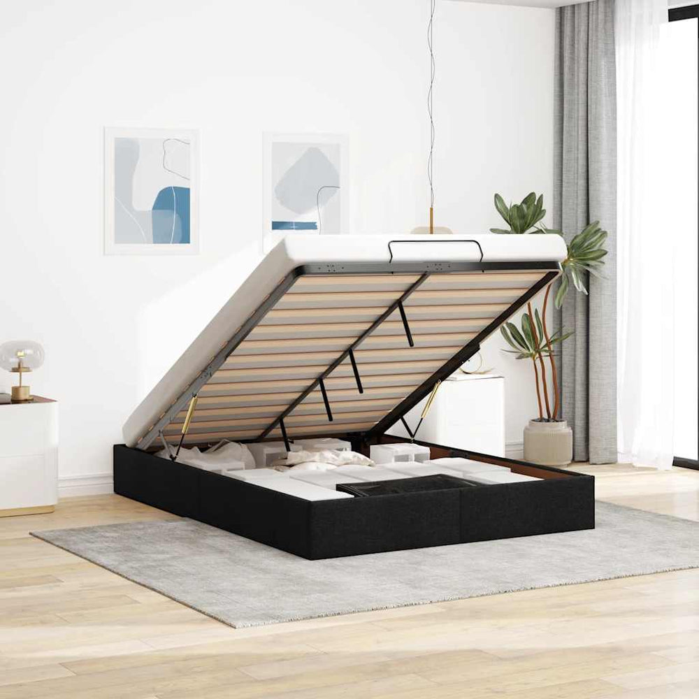 vidaXL Ottoman Bed Frame without Mattress Black 140x200 cm Fabric